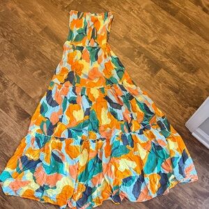 Colorful Strapless Maxi Dress